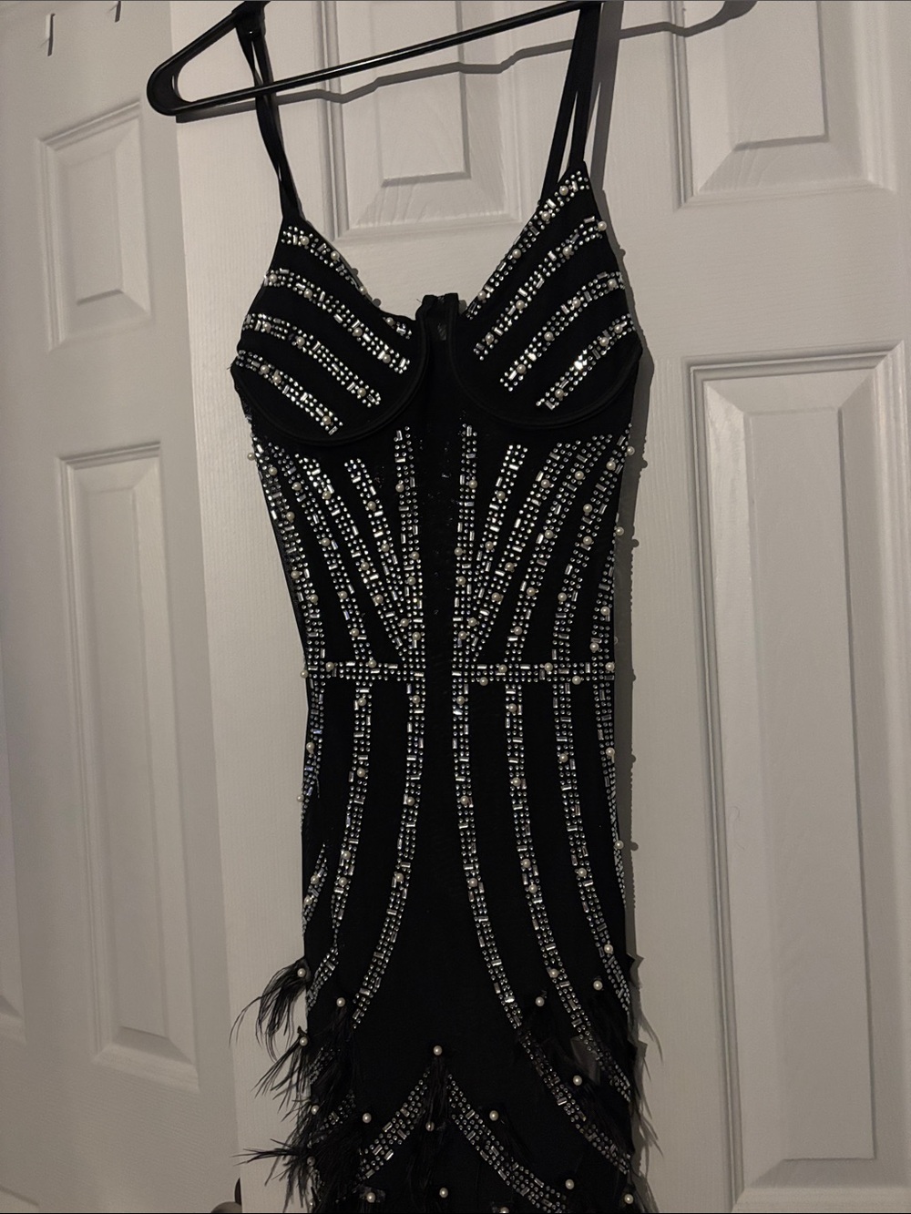 Black Embellished Fringe Bodycon Dress - Sparkle Evening Dress